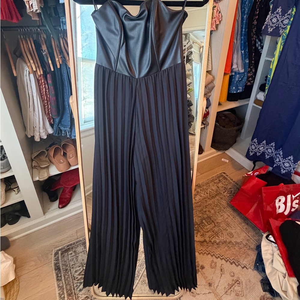 BB Dakota Black Strapless Pleated Jumpsuit